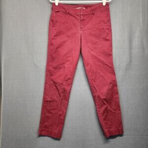 Old Navy Pixie Pants Women 6 Maroon Red Mid Rise Slim Taper Ankle Preppy Casual